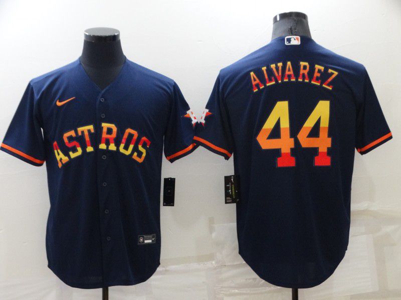 Men Houston Astros 44 Alvarez Blue Rainbow Edition Game Nike 2022 MLB Jerseys